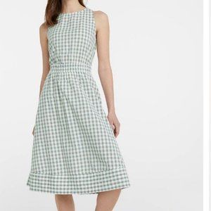 gingham vichy check green-gray  white summer dress